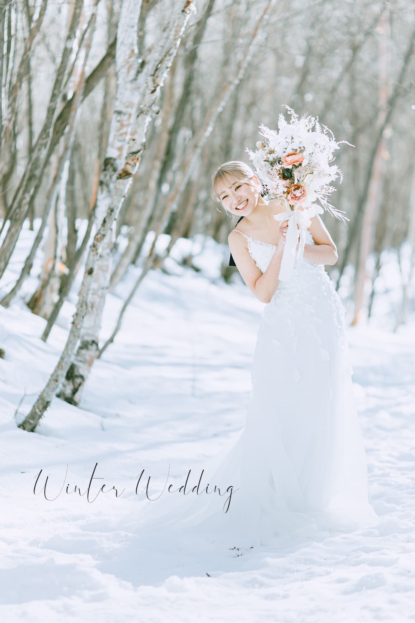 冬の雪山軽井沢ウェディングフォト